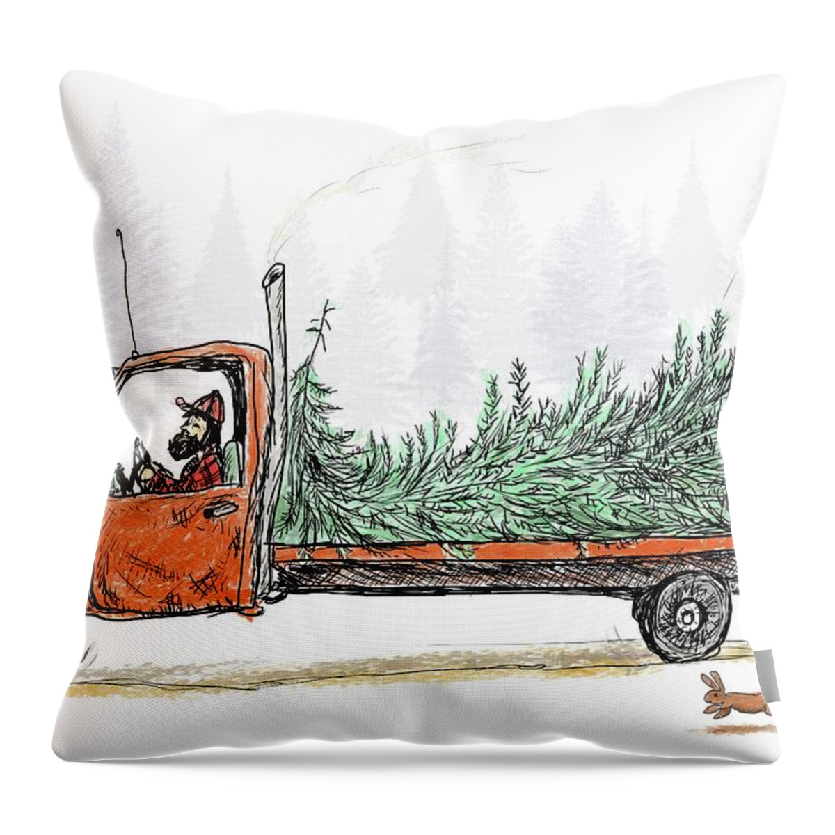 Flatbed Throw Pillow featuring the digital art Bringing home to the Mrs. by Debra Baldwin