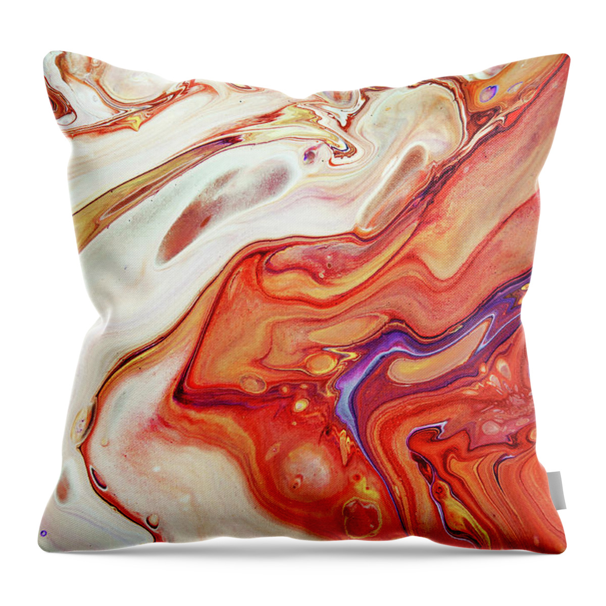 Jenny Rainbow Fine Art Photography Throw Pillow featuring the photograph Bringing Into Life Fragment 4. Fluid Acrylic Painting by Jenny Rainbow