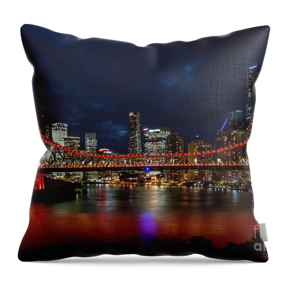 Australia Throw Pillow featuring the photograph Brisbane Skyline after dark by Andrew Michael