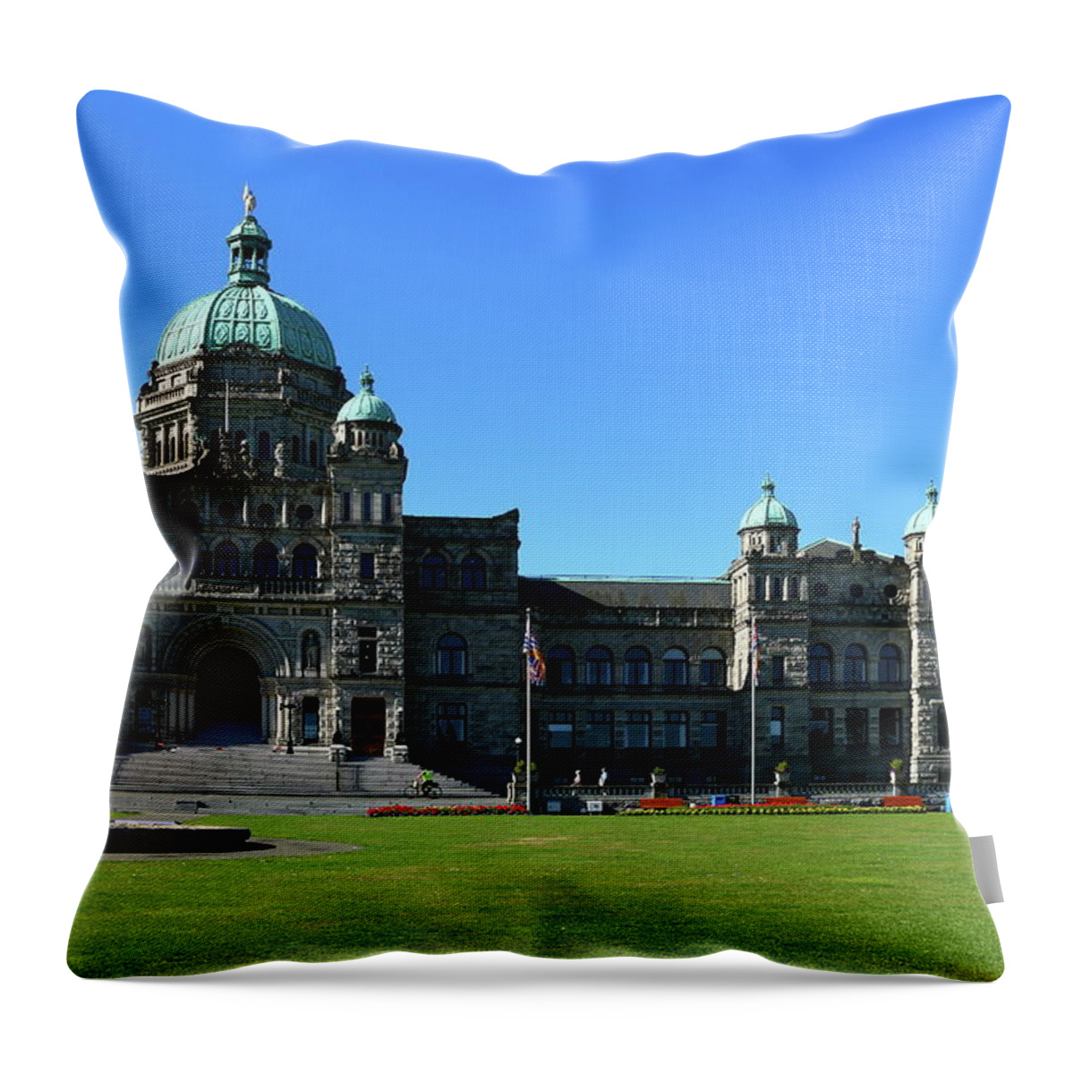 Victoria Throw Pillow featuring the photograph British Columbia Legislature Building by Christiane Schulze Art And Photography