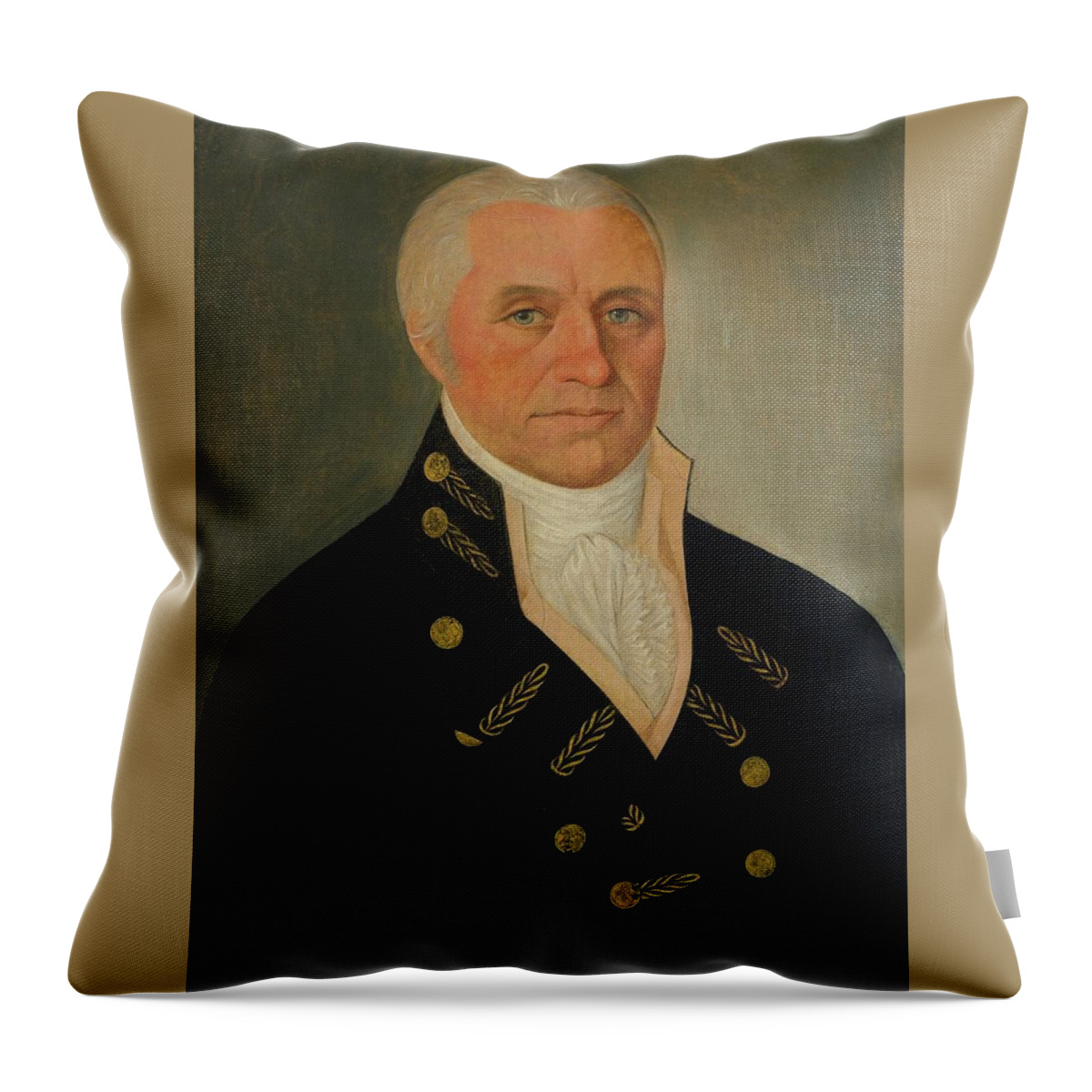 Attributed To Spoilum 1770 - 1810 British Sea Captain Throw Pillow featuring the painting British Sea Captain by MotionAge Designs