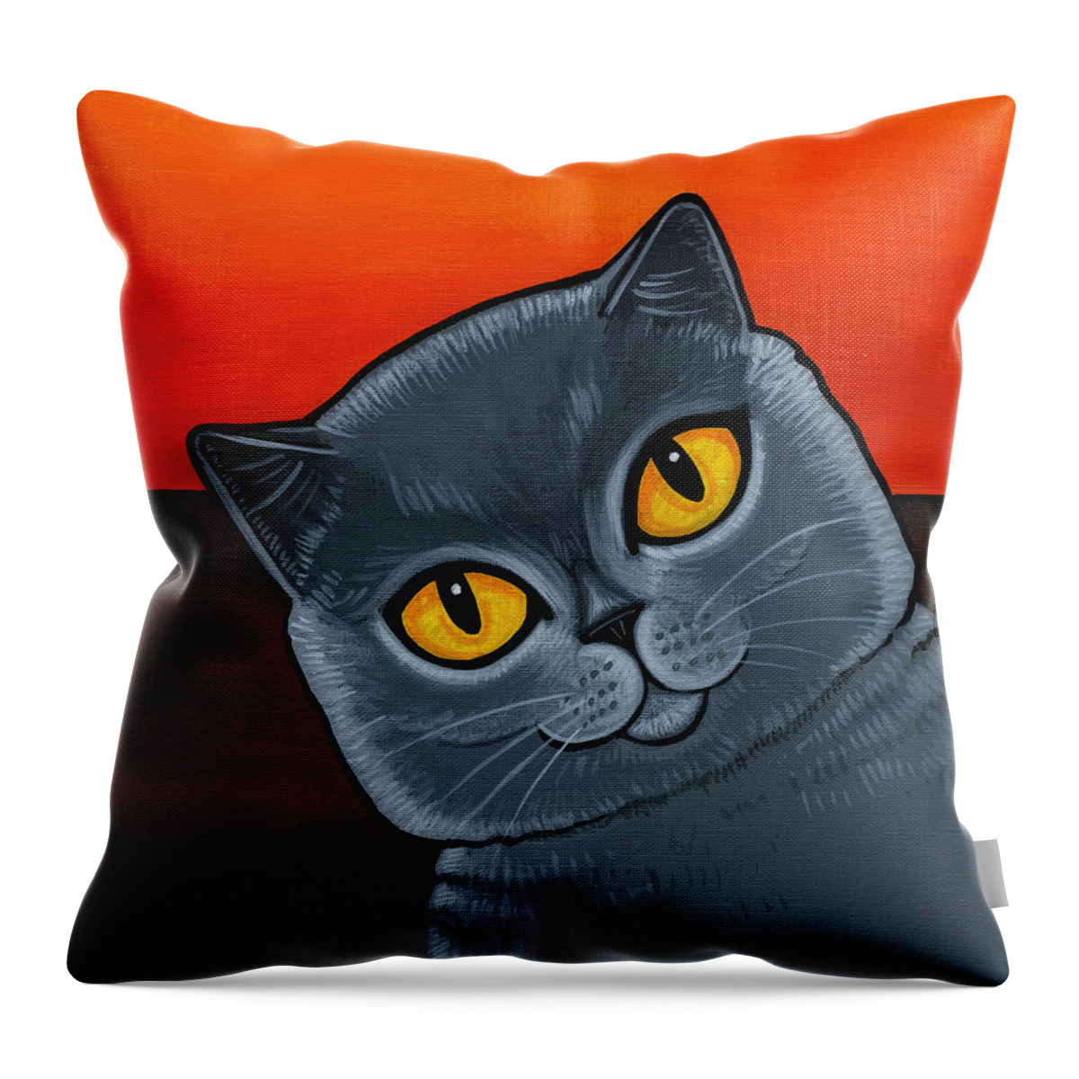 British Shorthair Cat Throw Pillow featuring the painting British Shorthair by Leanne Wilkes