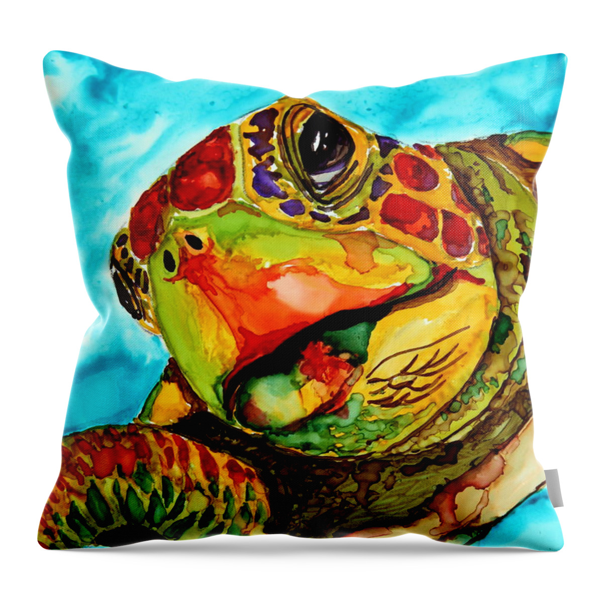 Turtle Throw Pillow featuring the painting Brock by Maria Barry