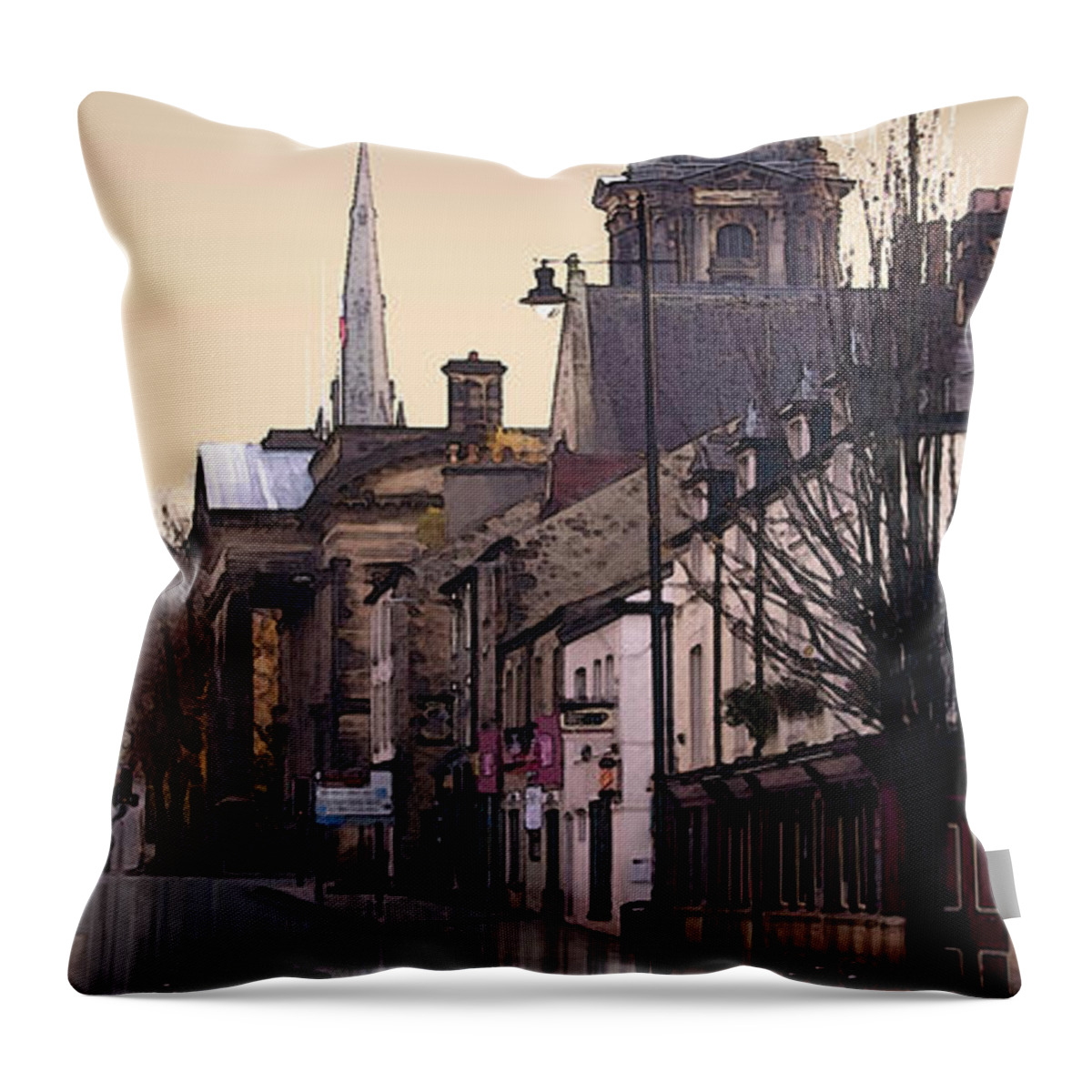 Lancaster Throw Pillow featuring the digital art Brock Street Reflection by Joe Tamassy