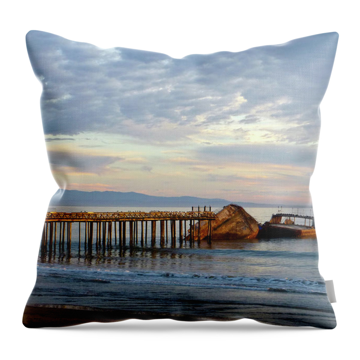 Ss Palo Alto Throw Pillow featuring the photograph Broken Boat, SS Palo Alto by Amelia Racca