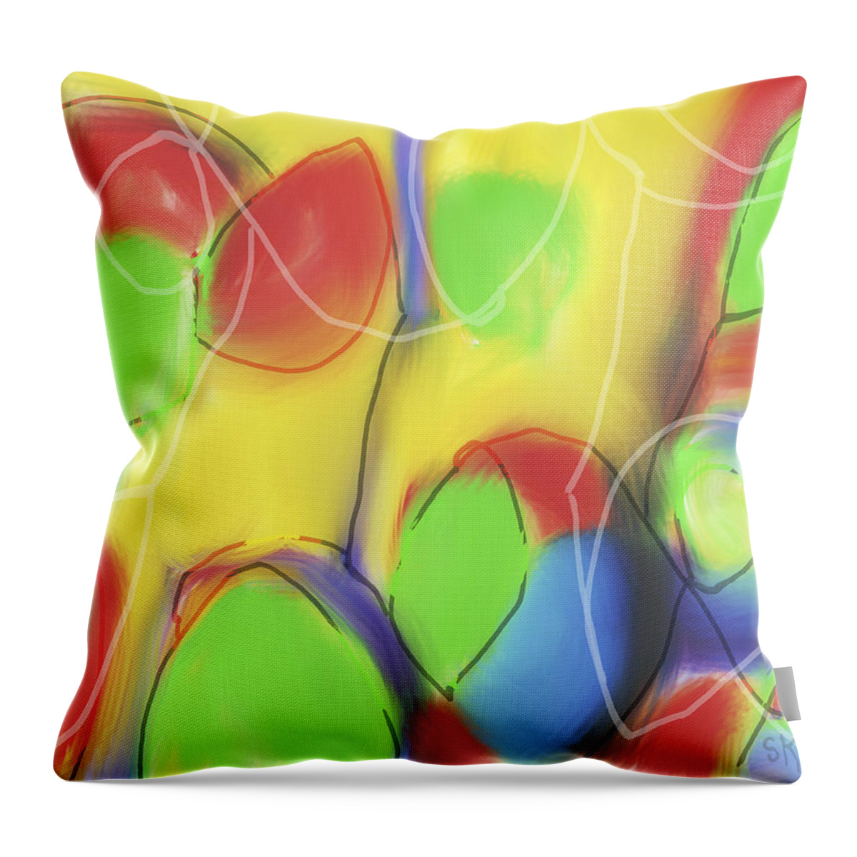 Green Art Throw Pillow featuring the painting Broken Lines by Susan Stone