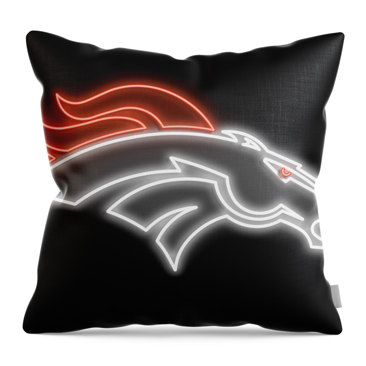 Denver Throw Pillow featuring the digital art Broncos Neon Sign by Ricky Barnard