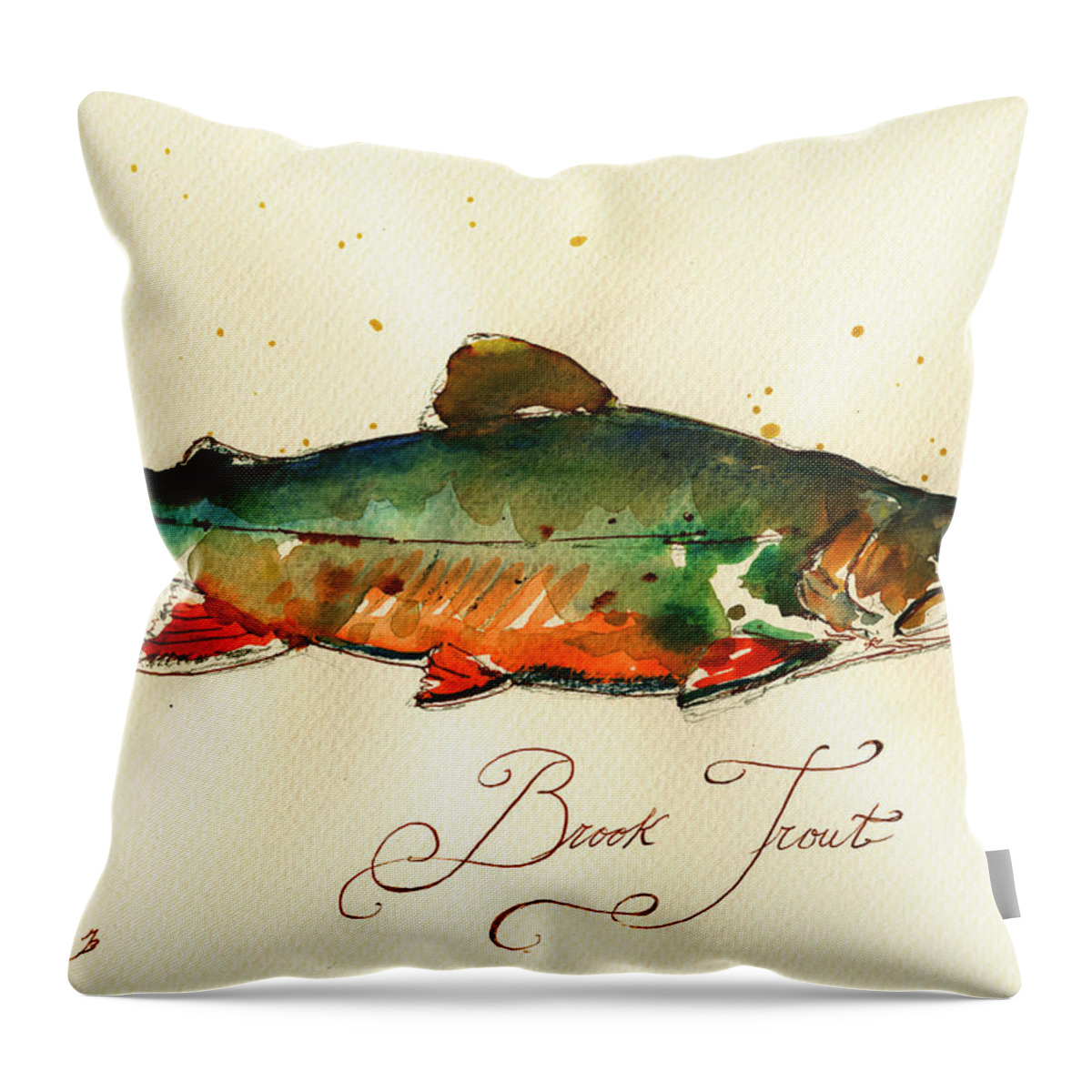 Brook Trout Throw Pillow featuring the painting Brook trout art by Juan Bosco