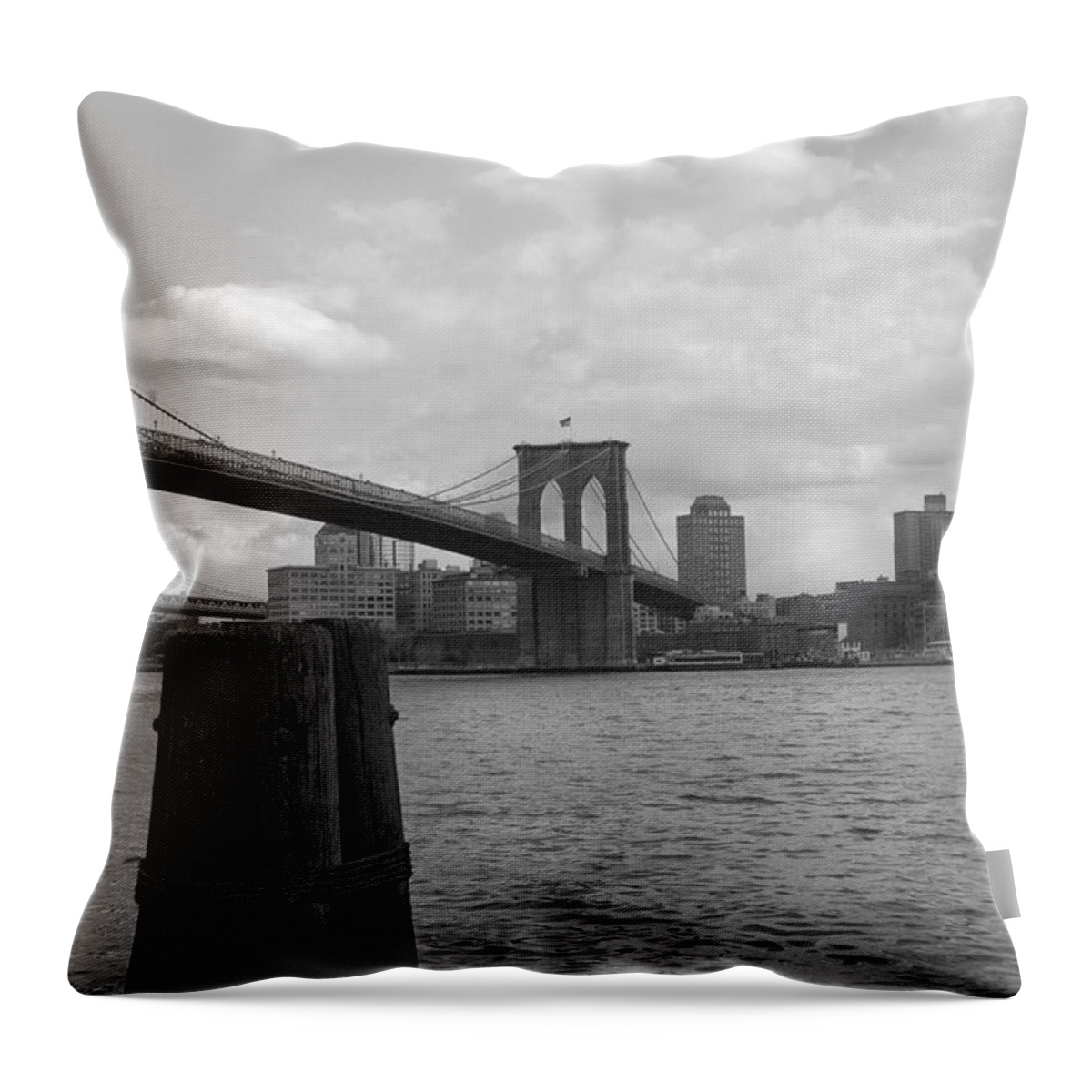 Brooklyn Throw Pillow featuring the photograph Brooklyn Bridge #1 by Henri Irizarri