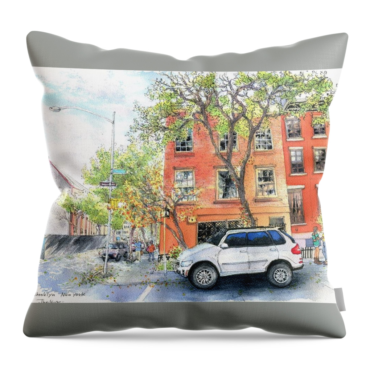  Throw Pillow featuring the photograph Brooklyn NewYork by Junko Nishimura