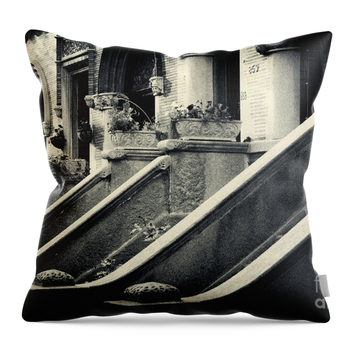 Filmnoir Throw Pillow featuring the photograph Brooklyn Park Slope Stoops by Sabine Jacobs