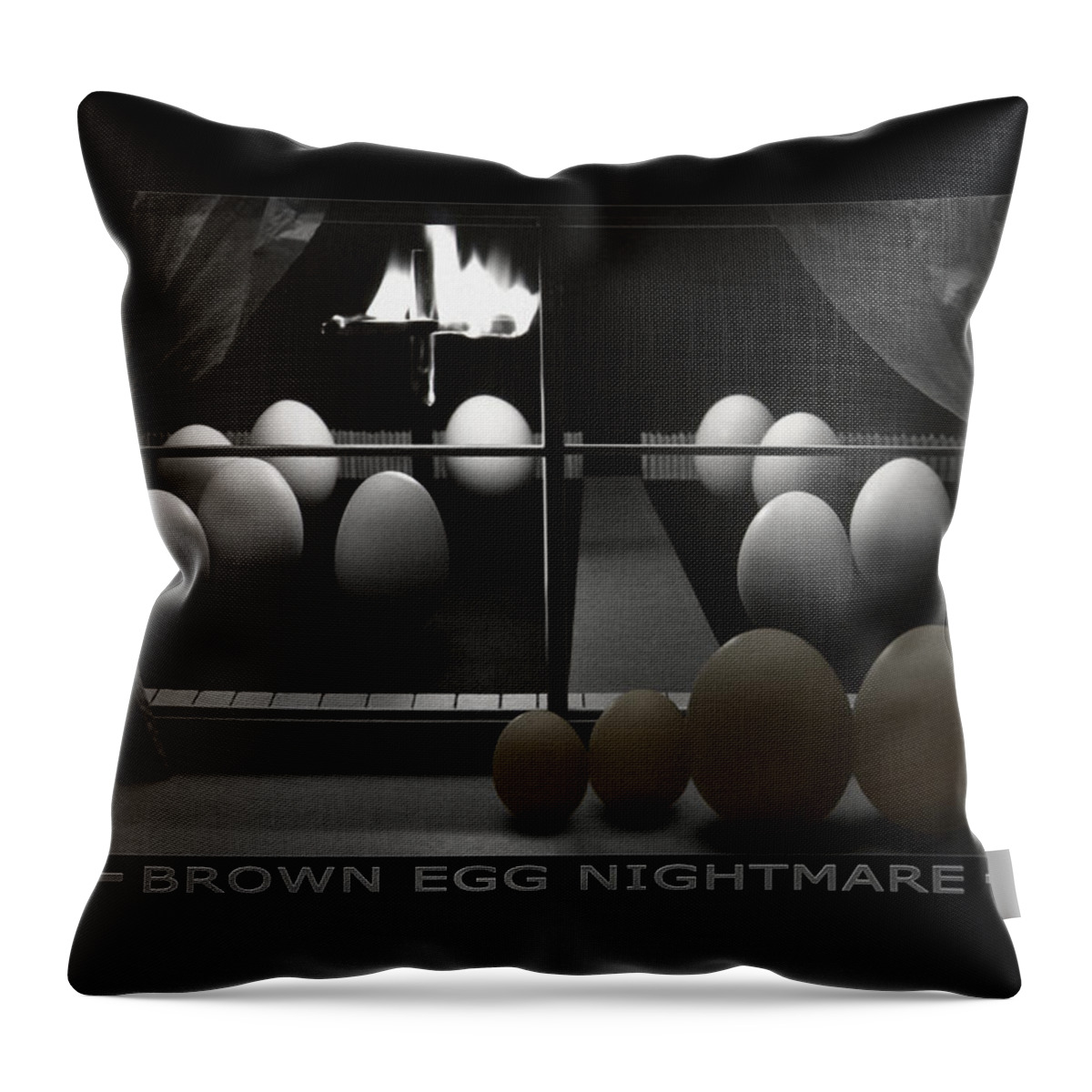 Kkk Throw Pillow featuring the photograph Brown Egg Nightmare by Mike McGlothlen