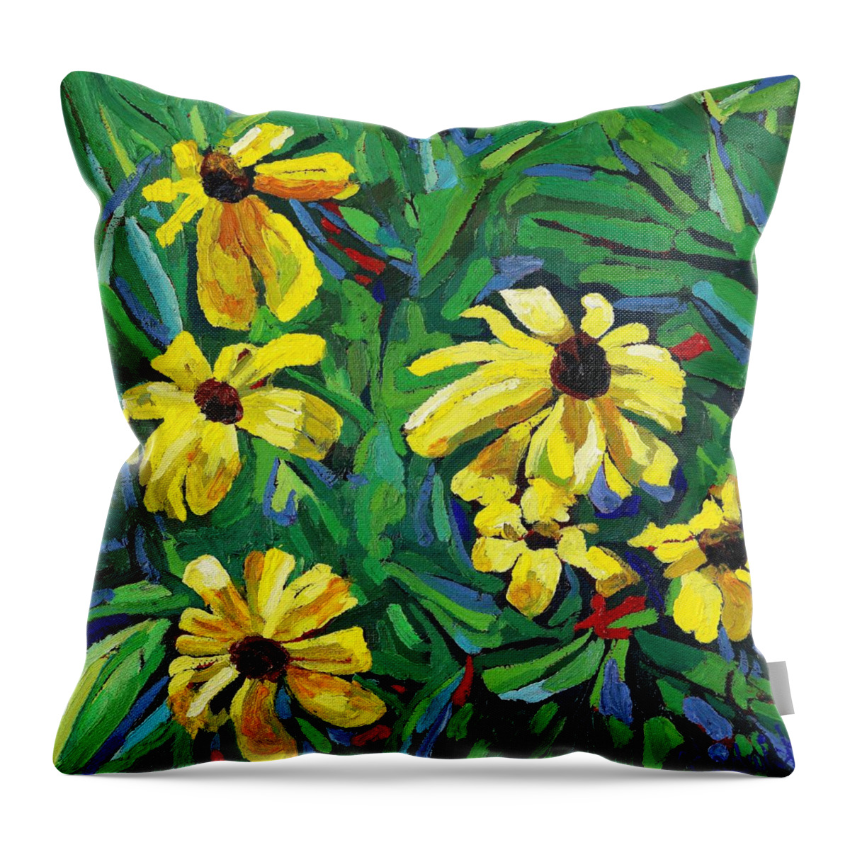 1746 Throw Pillow featuring the painting Brown-eyed Susans by Phil Chadwick