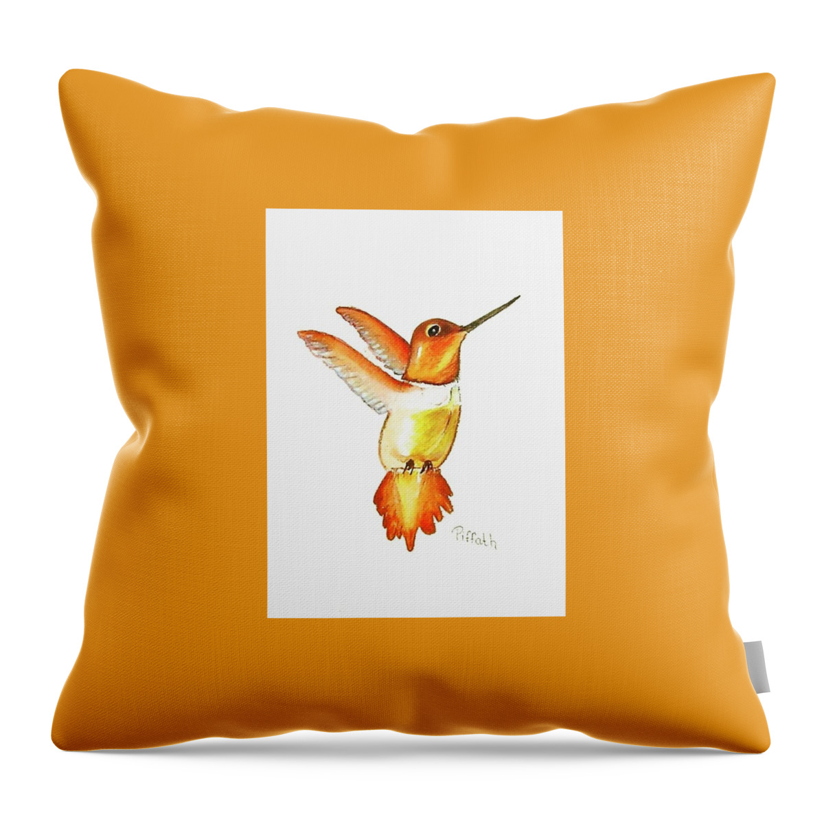 Hummingbirds Throw Pillow featuring the painting Brown Hummer by Patricia Piffath