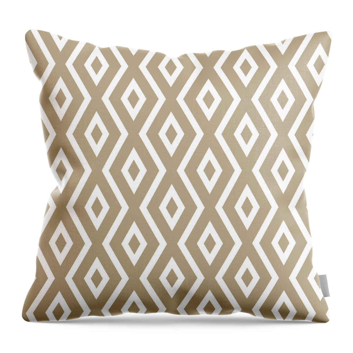 Beige Throw Pillow featuring the mixed media Beige Diamond Pattern by Christina Rollo