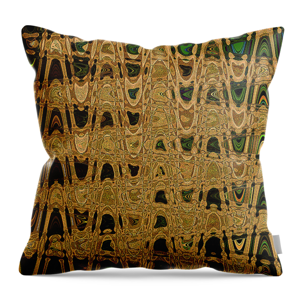 Brown Wave Frequency Abstract Throw Pillow featuring the digital art Brown Wave Frequency Abstract by Tom Janca