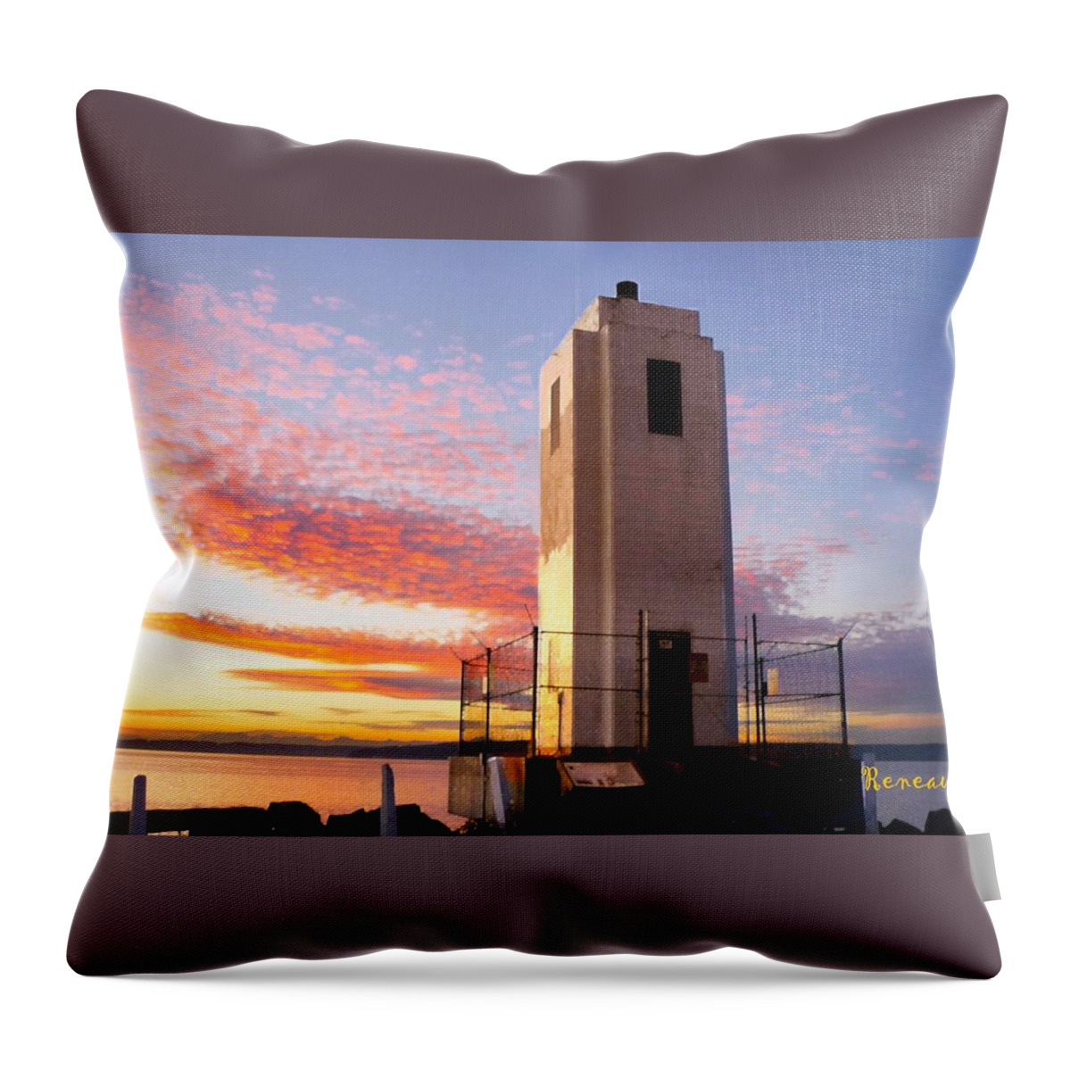 Lighthouses Throw Pillow featuring the photograph BROWNS POINT LIGHTHOUSE - Northeast Tacoma W A by A L Sadie Reneau