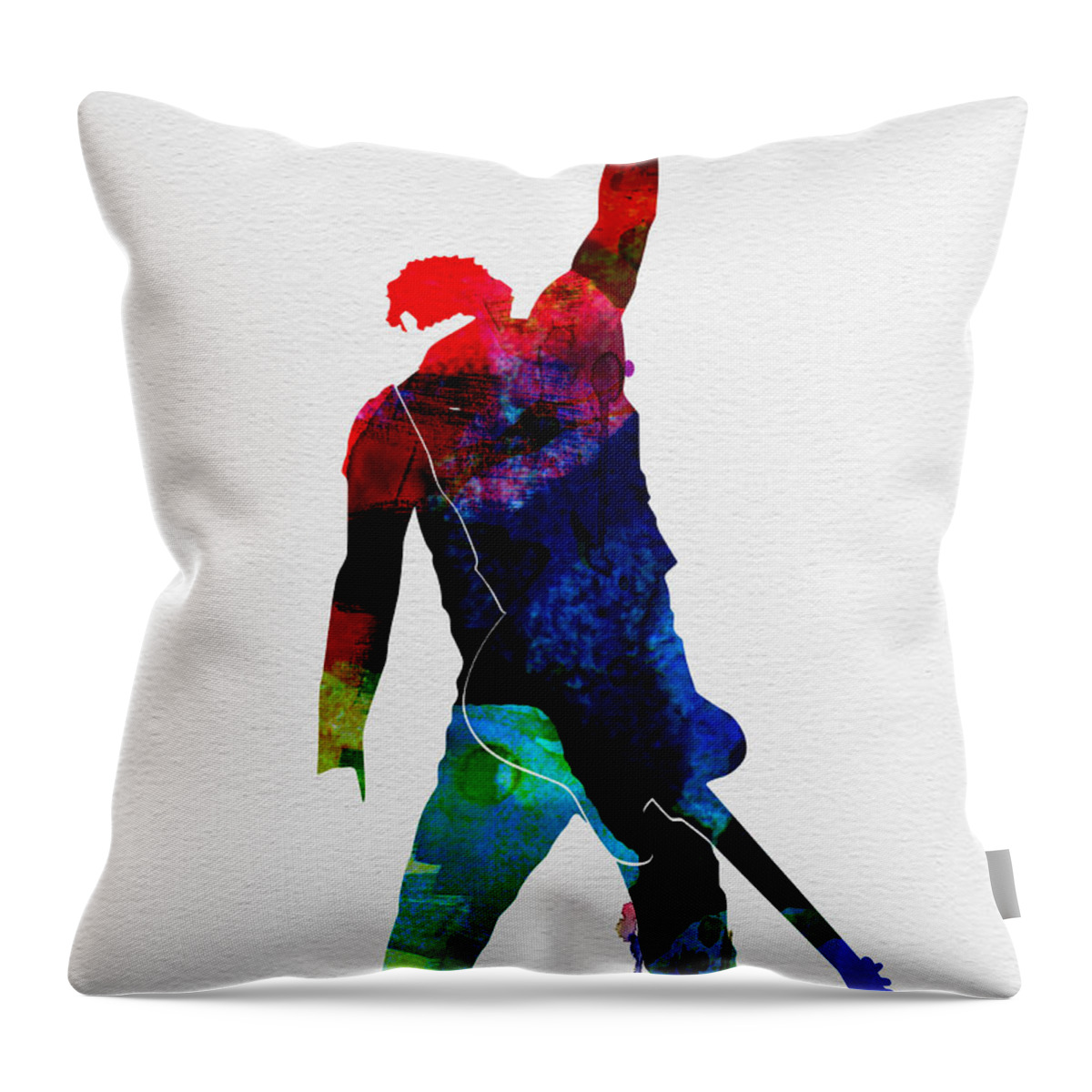 Bruce Springsteen Throw Pillow featuring the painting Bruce Watercolor by Naxart Studio