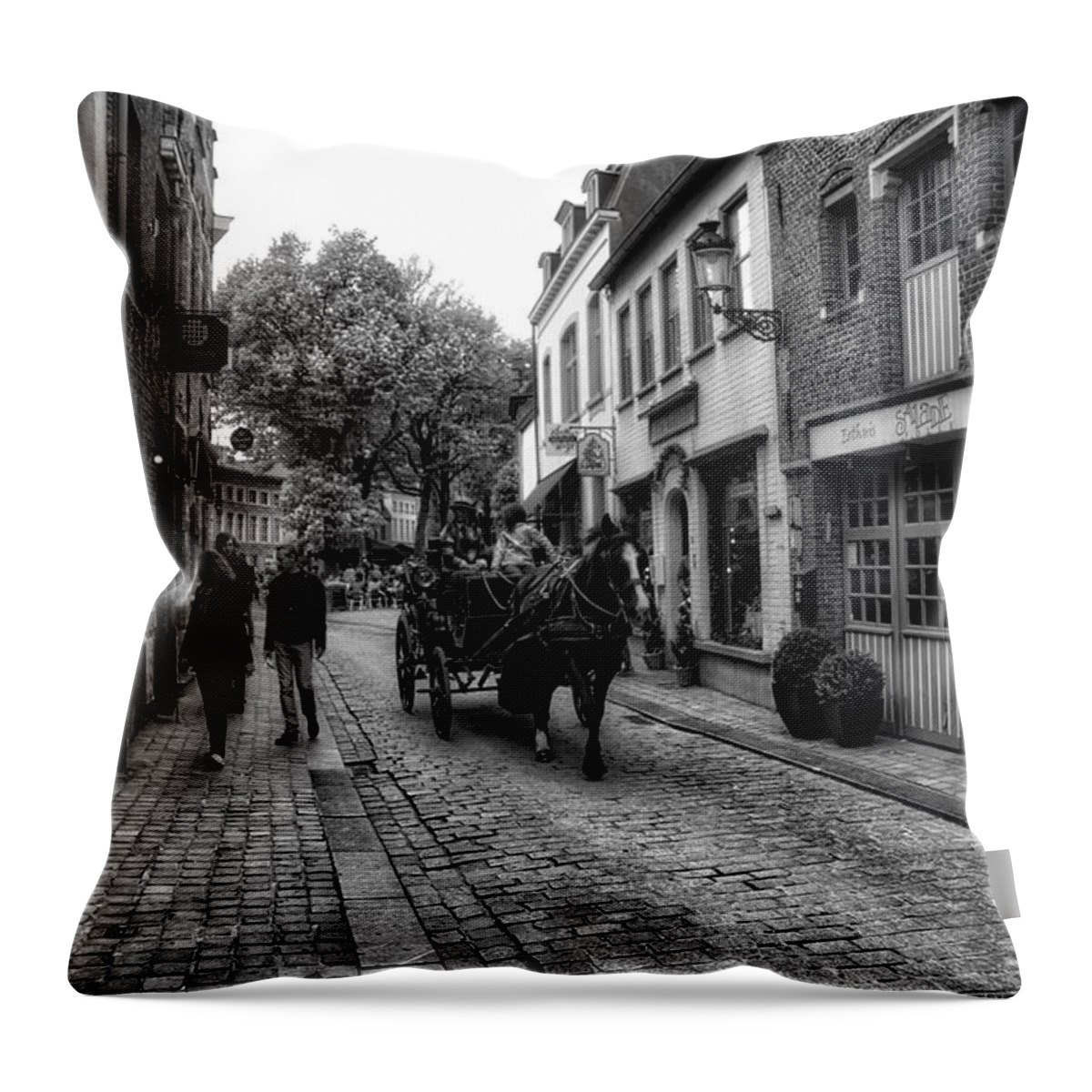 Belgium Throw Pillow featuring the photograph Bruges BW5 by Ingrid Dendievel