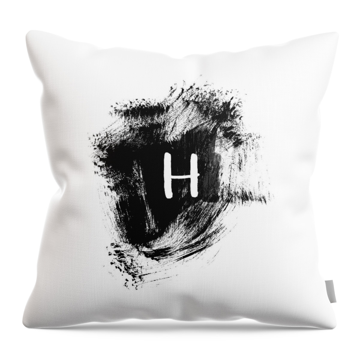 H Throw Pillow featuring the painting Brushstroke H -Monogram Art by Linda Woods by Linda Woods