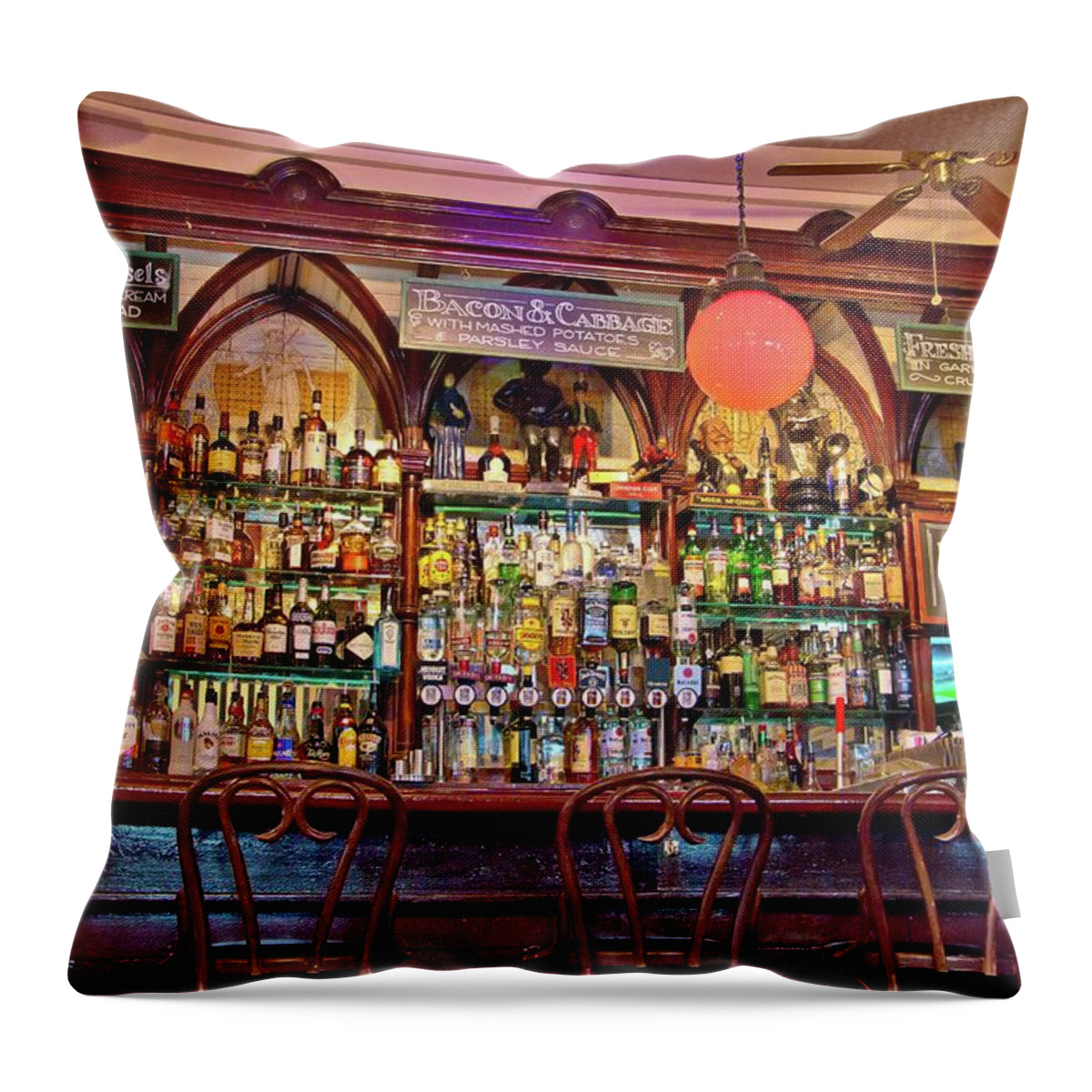 Dublin Throw Pillow featuring the photograph Bruxelles Bar, Dublin, Ireland by Marisa Geraghty Photography