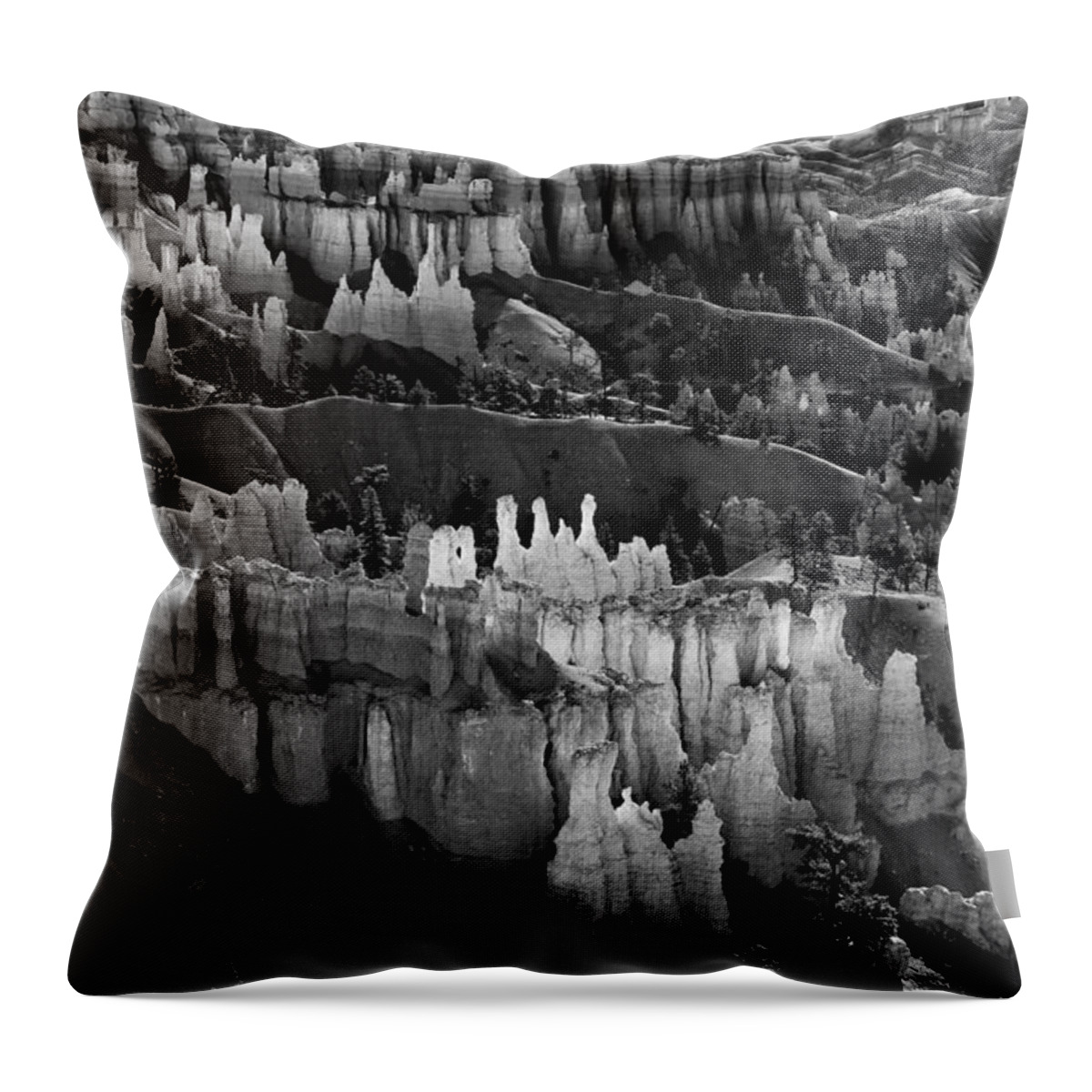 Bryce Canyon Throw Pillow featuring the photograph Bryce Canyon in Black and White by James BO Insogna