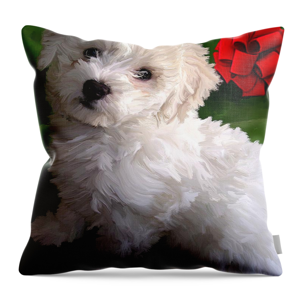 Bichon Friese Throw Pillow featuring the painting Bryce by David Wagner