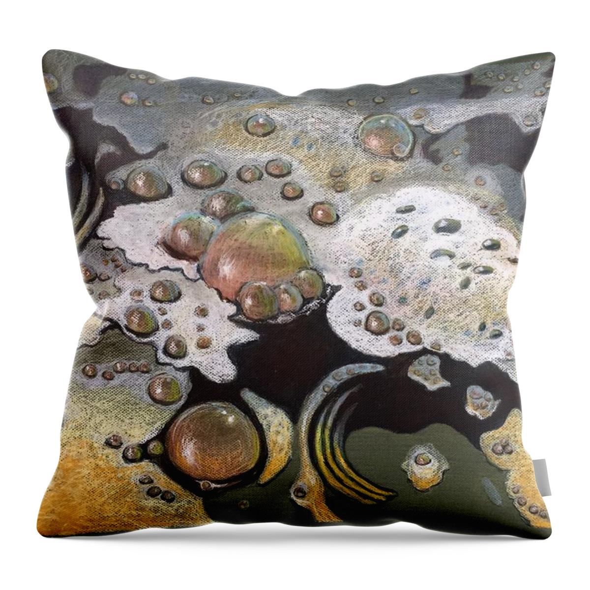 Sandra Hansen Throw Pillow featuring the drawing Bubble, Bubble, Toil and Trouble 2 by Art Nomad Sandra Hansen