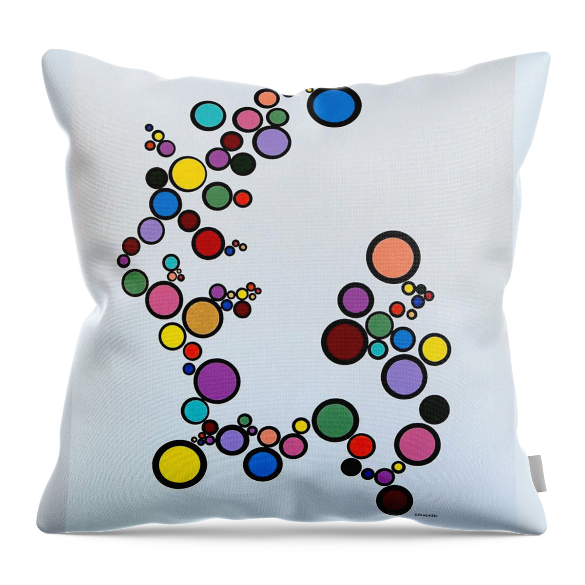 Abstract Throw Pillow featuring the painting Bubbles2 by Thomas Gronowski