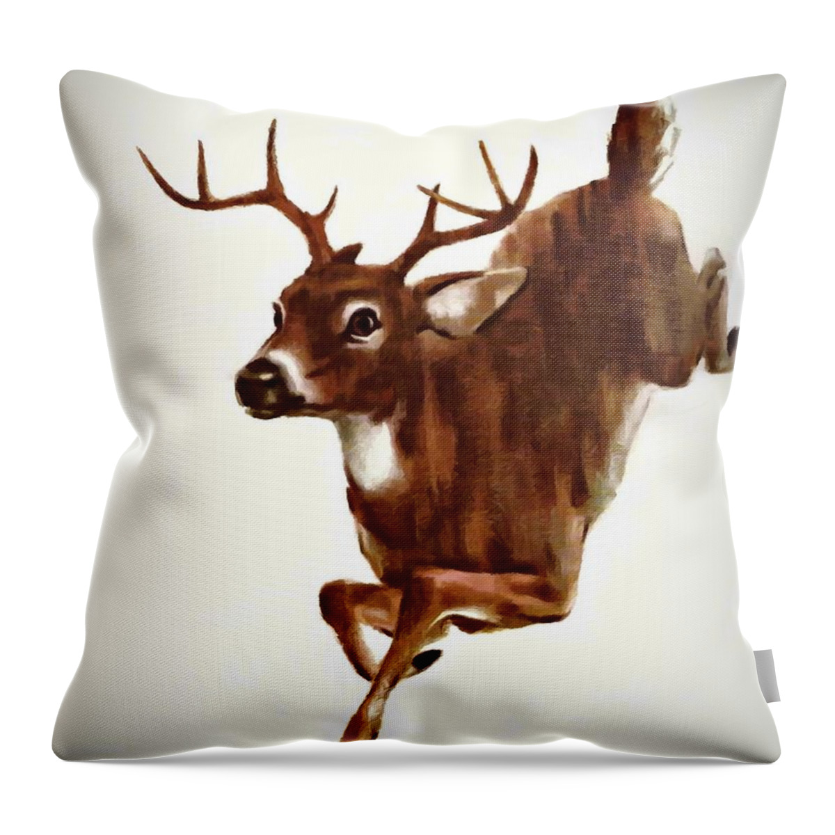 Buck Throw Pillow featuring the mixed media Buck On The Run by Movie Poster Prints