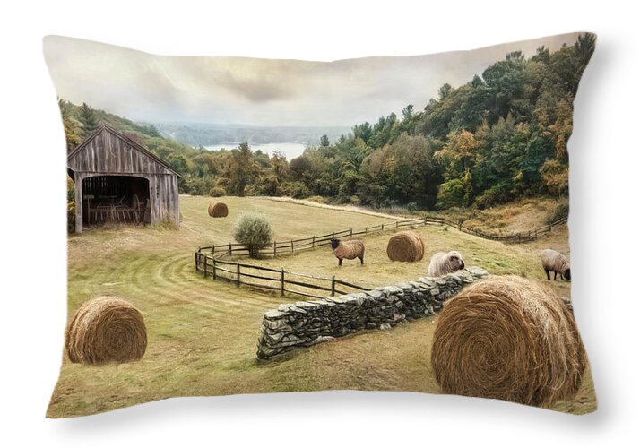 Sheep Throw Pillow featuring the photograph Bucolic by Robin-Lee Vieira