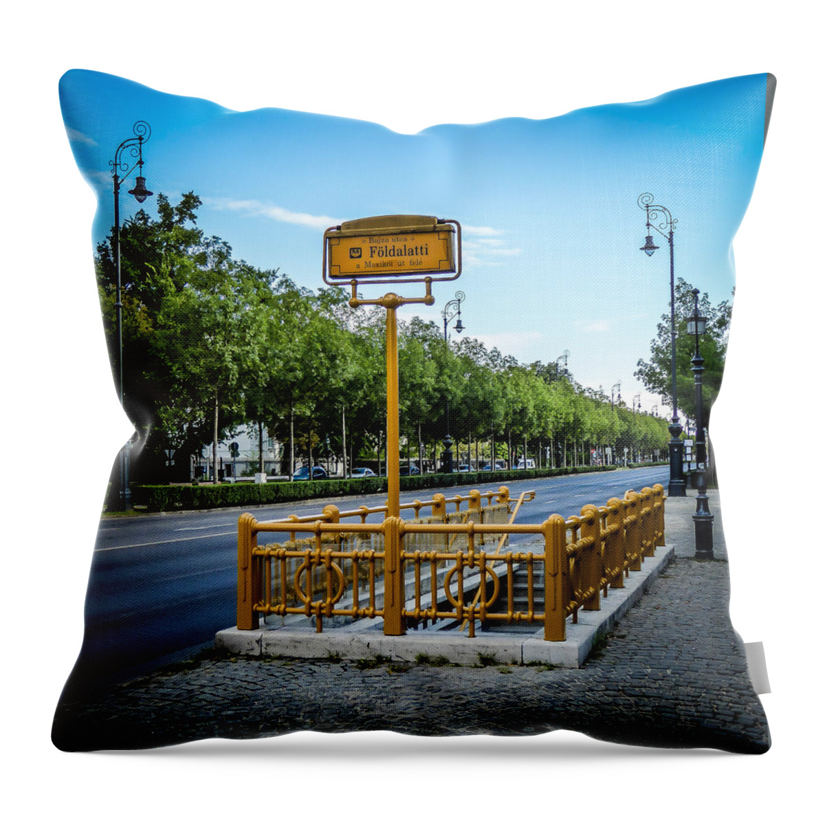 Budapest Throw Pillow featuring the photograph Budapest Metro by Pamela Newcomb