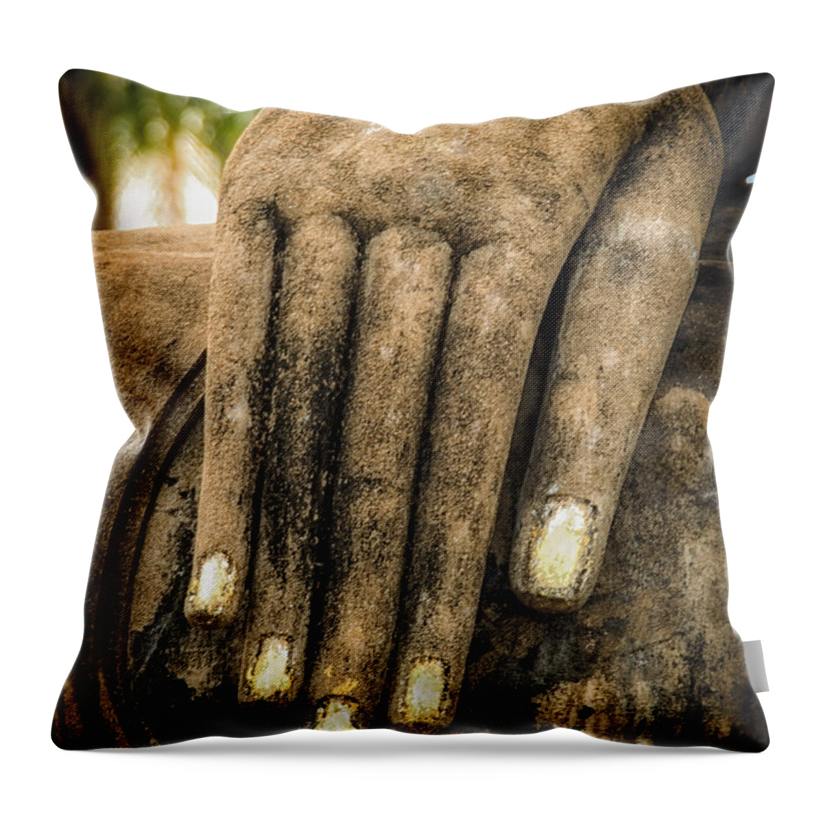 Sukhothai Throw Pillow featuring the photograph Buddha Hand by Adrian Evans