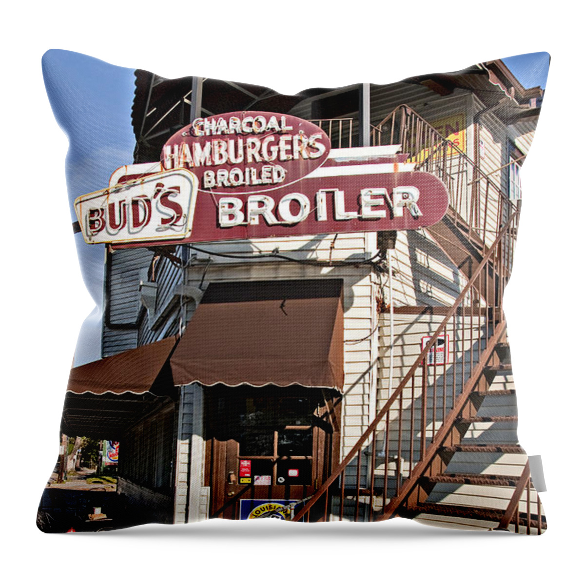 Photography Throw Pillow featuring the photograph Bud's Broiler New Orleans by Kathleen K Parker