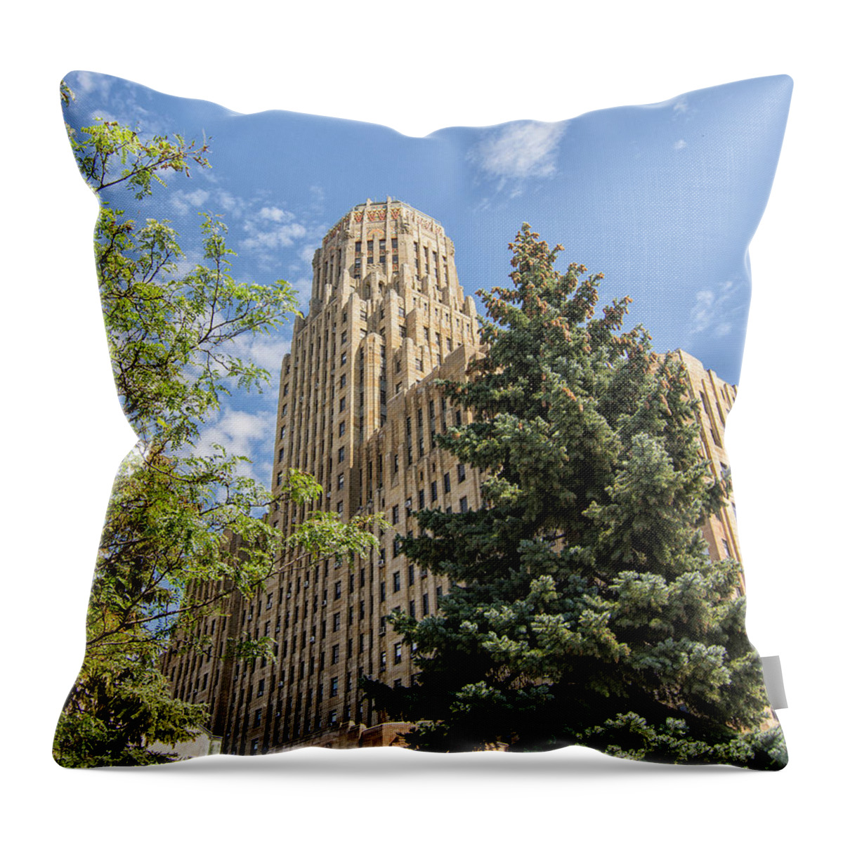 Buffalo Throw Pillow featuring the photograph Buffalo City Hall by Deborah Ritch