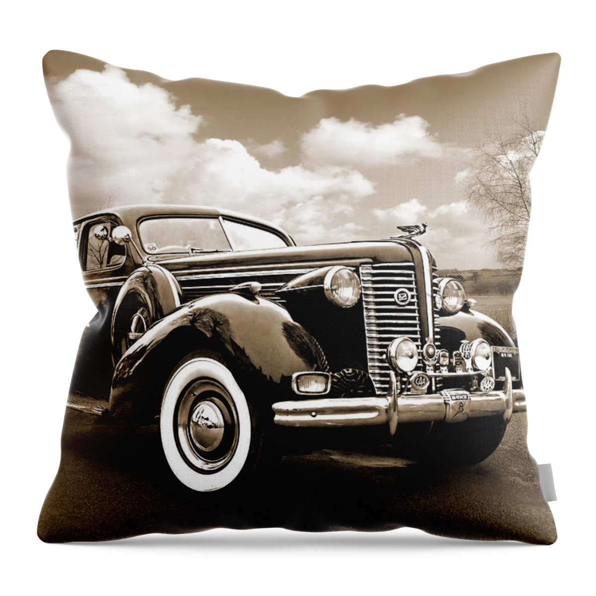 Buick Throw Pillow featuring the photograph Buick 8 1938 Sedan in Sepia by Gill Billington