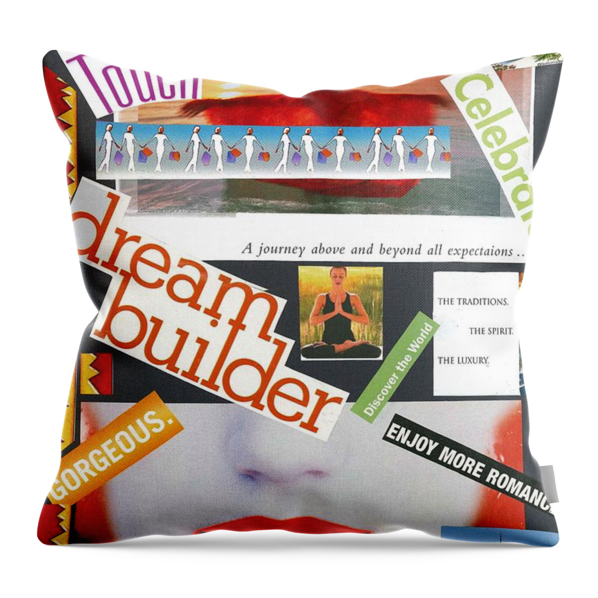 Collage Art Throw Pillow featuring the mixed media Building a Dream by Susan Schanerman
