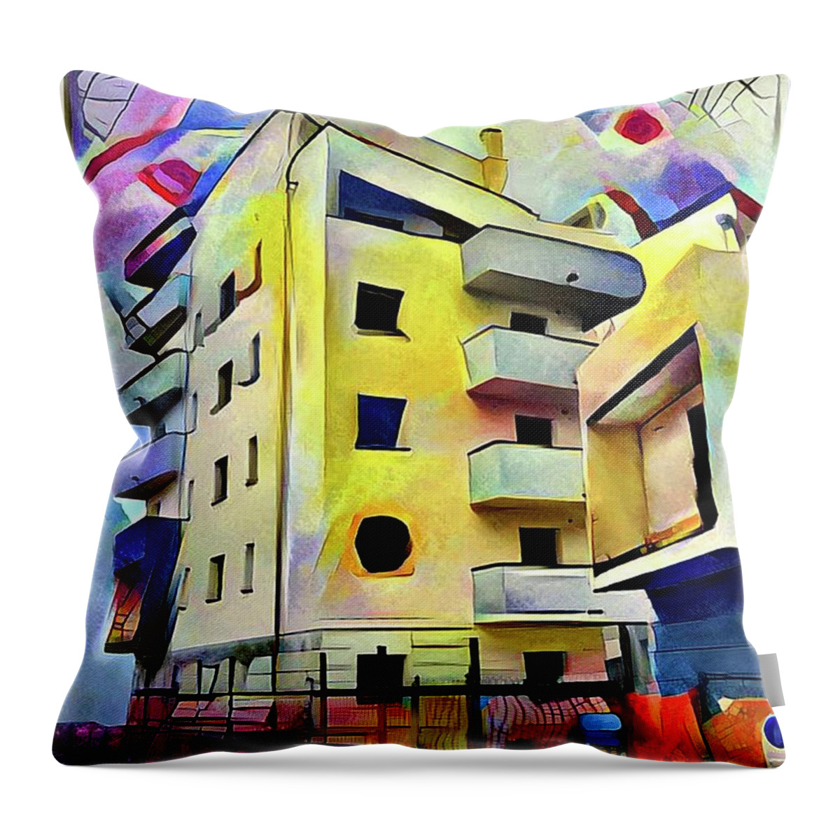 Building Throw Pillow featuring the digital art Building Site #1 by Jann Paxton