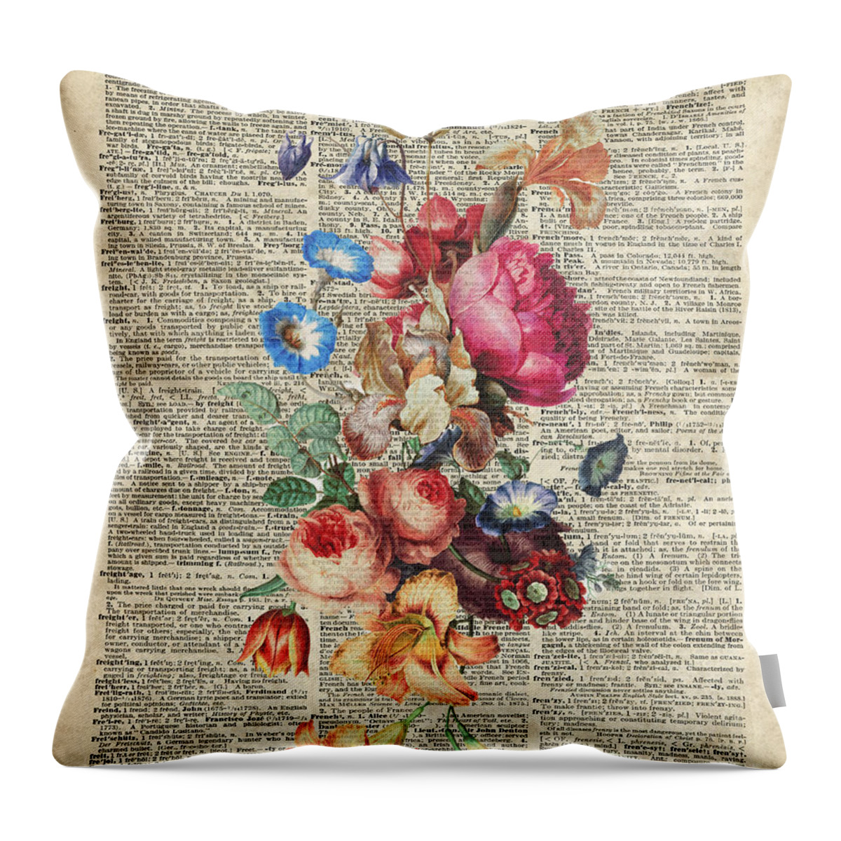 Bouquet Throw Pillow featuring the painting Bunch of Colorful Flowers by Anna W