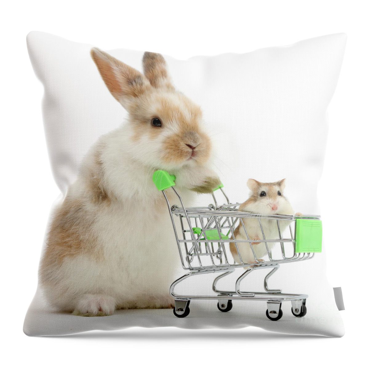 Roborovski Hamster Throw Pillow featuring the photograph Bunny Shopping by Warren Photographic
