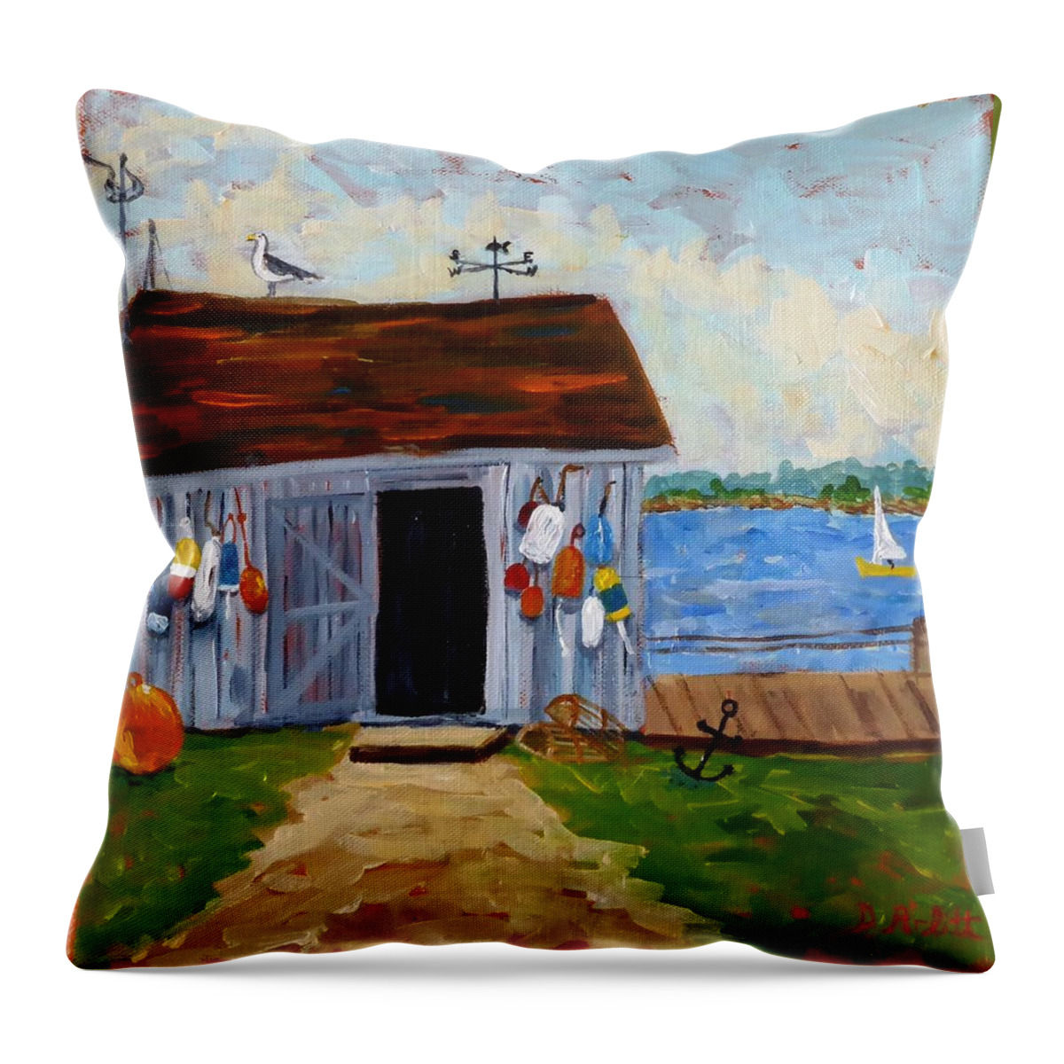 Buoys Throw Pillow featuring the painting Buoys Will be Buoys by Diane Arlitt