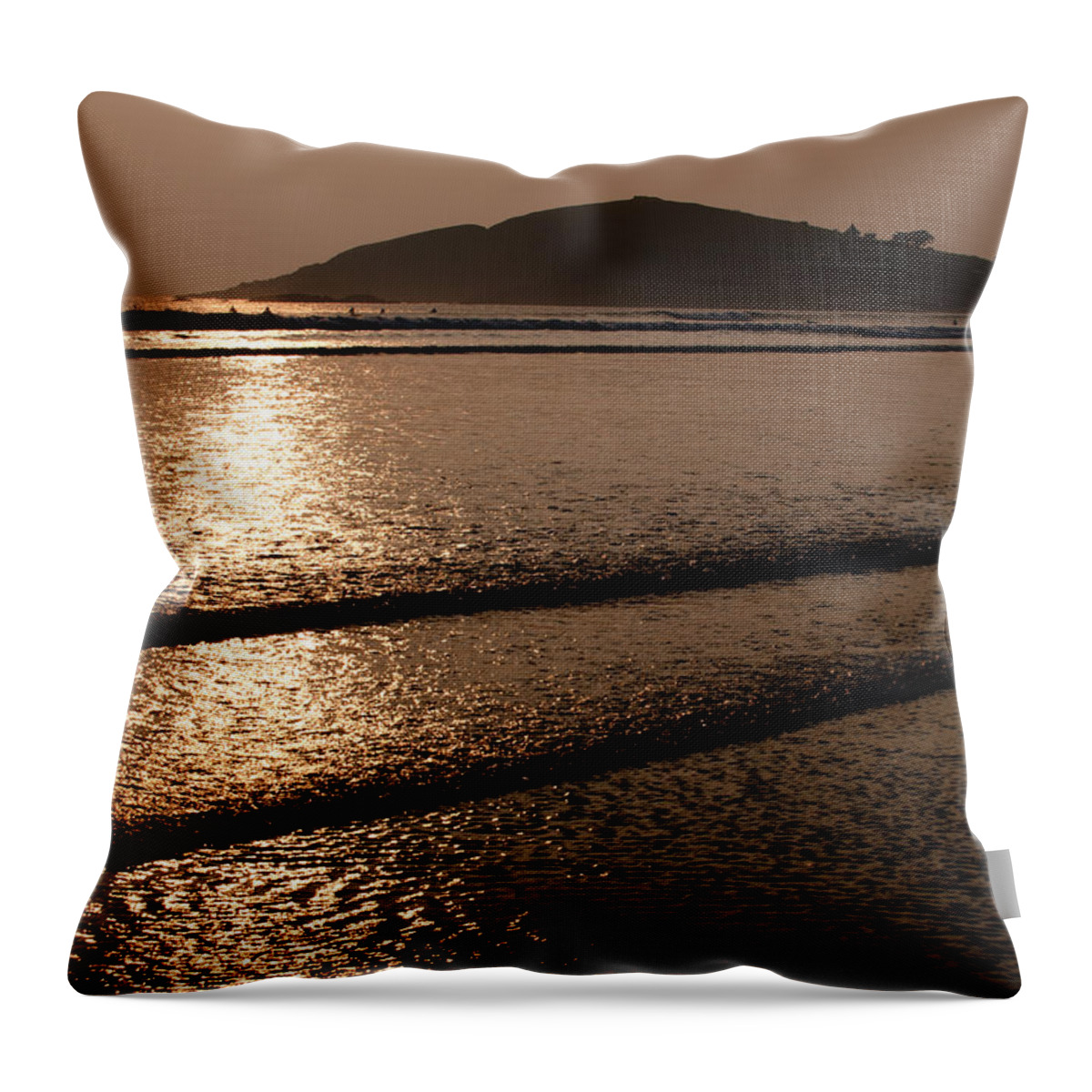 Burgh Island Sunset Throw Pillow featuring the photograph Burgh Island Sunset by Helen Jackson