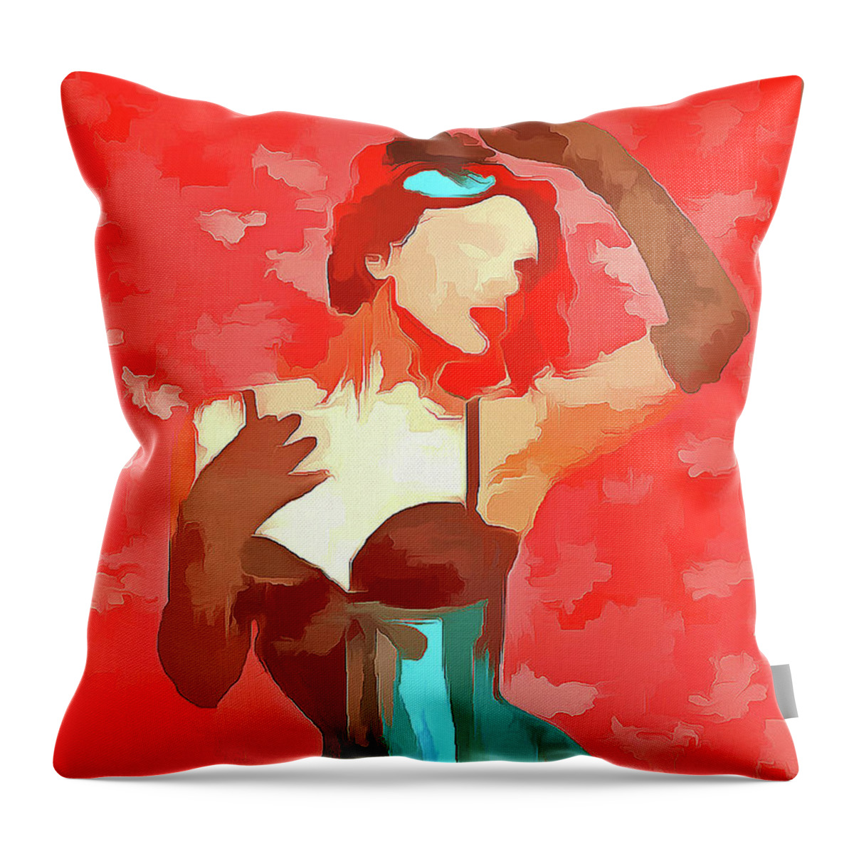Lady Throw Pillow featuring the digital art Burlesque Red by Humphrey Isselt