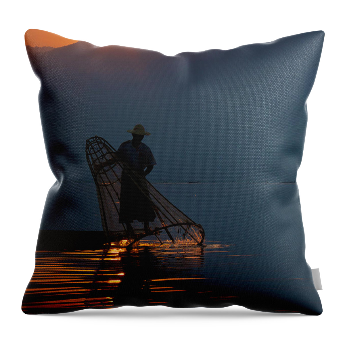 Lake Throw Pillow featuring the photograph Burma_d143 by Craig Lovell