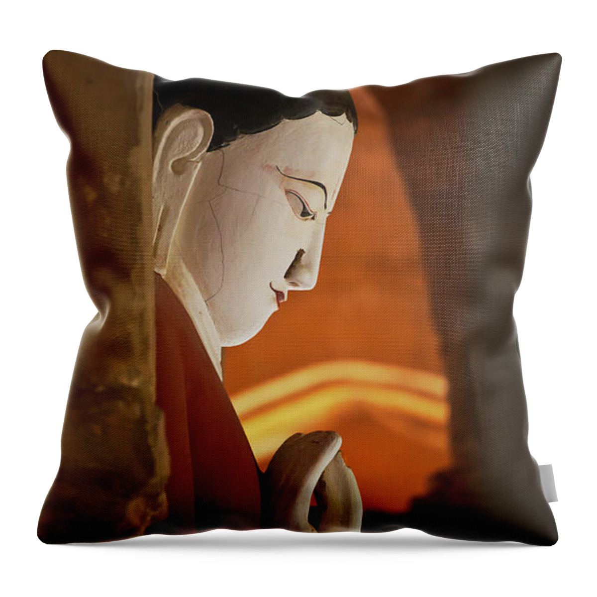 Sculptures Throw Pillow featuring the photograph Burma_d2287 by Craig Lovell