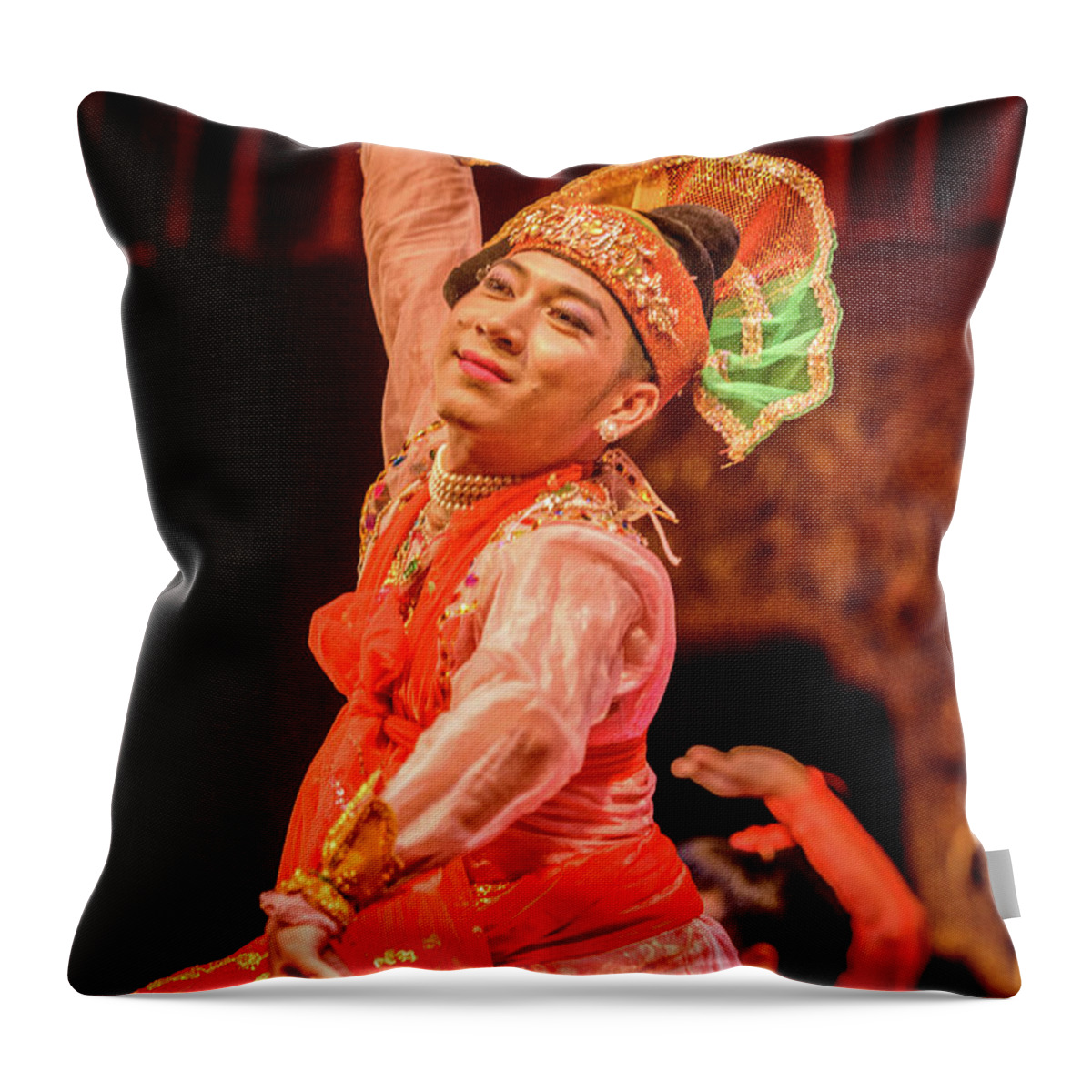 Dance Throw Pillow featuring the photograph Burmese Dance 5 by Werner Padarin