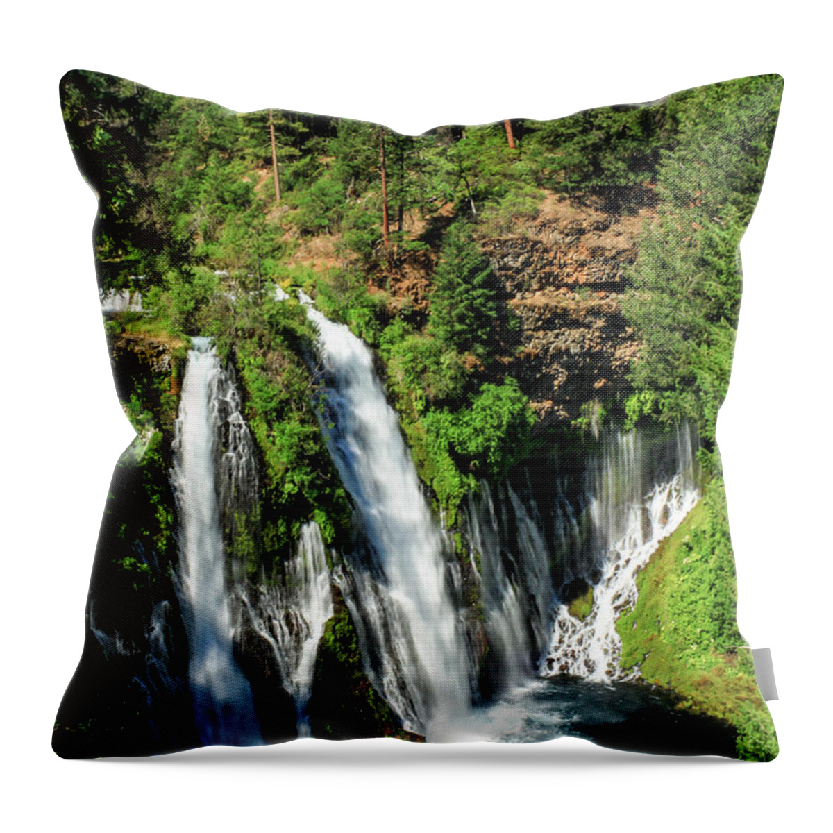 Landscape Throw Pillow featuring the photograph Burney Falls by James Eddy