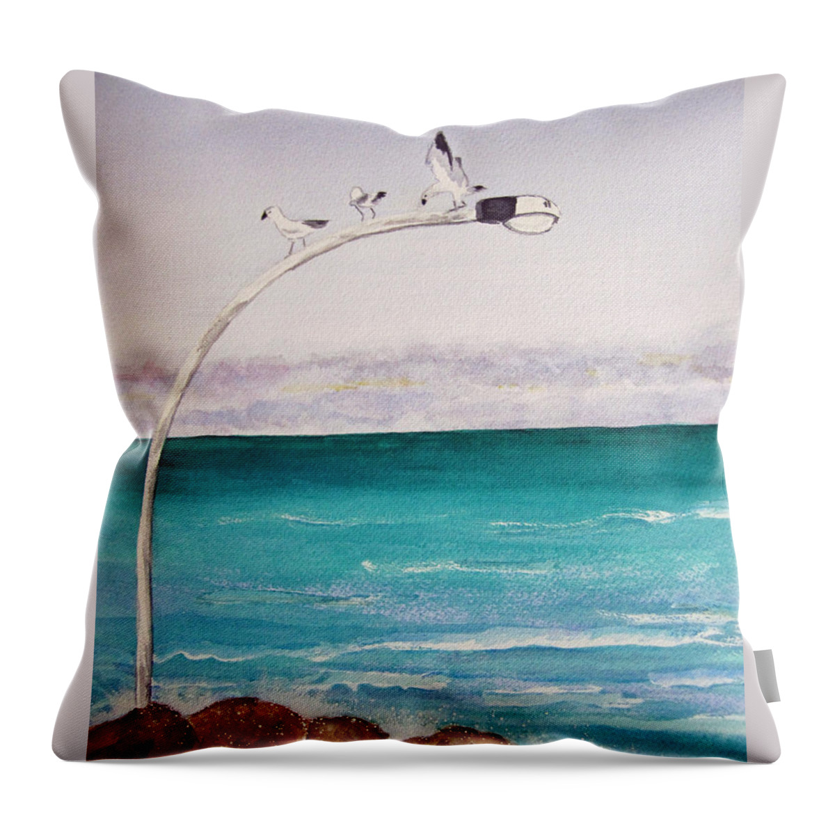 Beach. Coastline Throw Pillow featuring the painting Burns Beach by Elvira Ingram