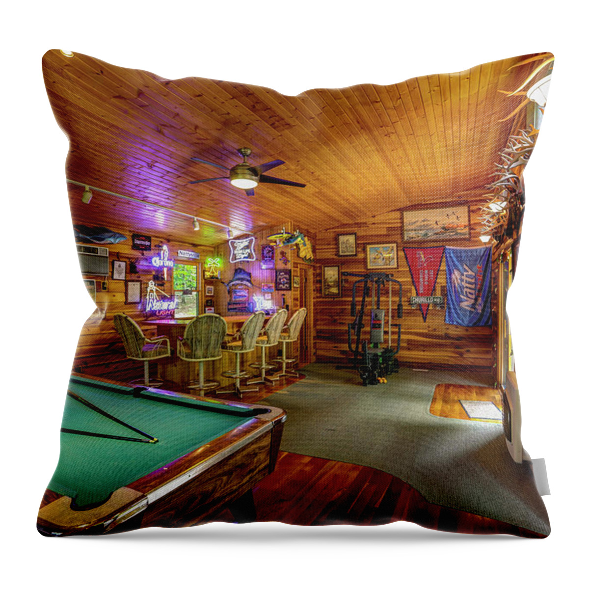 Real Estate Photography Throw Pillow featuring the photograph Burns Rd Game Room by Jeff Kurtz