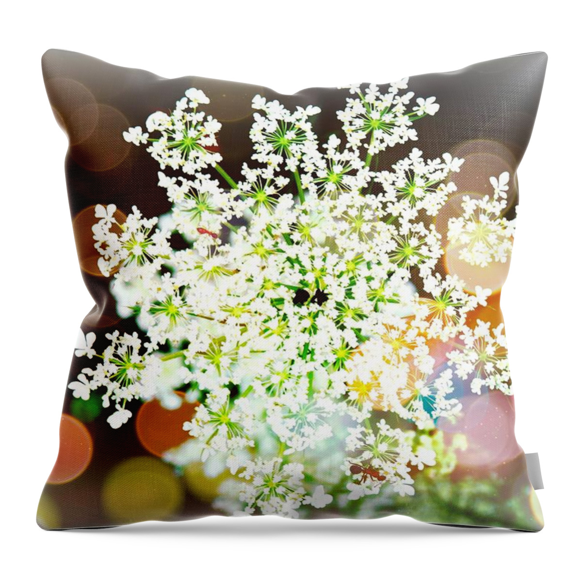Flower Throw Pillow featuring the photograph Burst of Light Kaleidoscope by Deborah Kunesh
